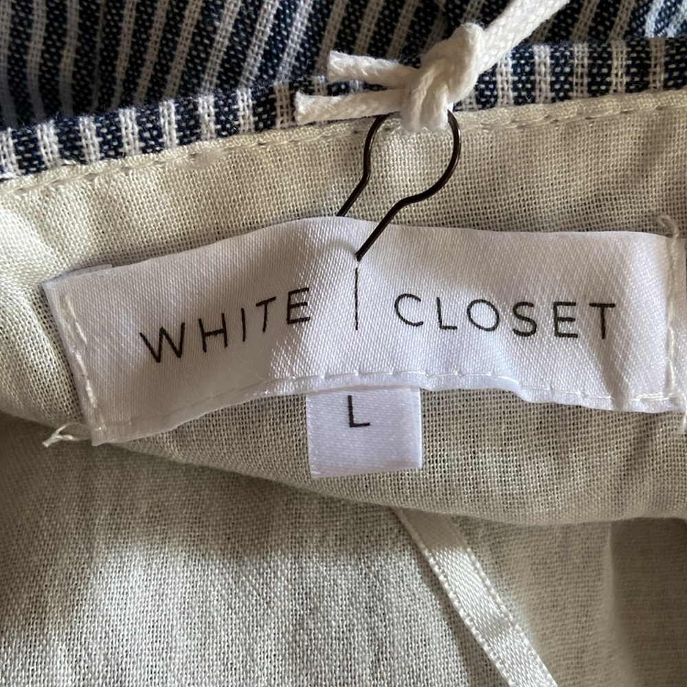 White Closet Navy White Ticking Sweetheart Neckline Nautical Midi Sundress - Picture 7 of 11